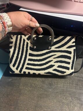 Add Libb Black & Cream Zebra-Print Top Handle Bag upholstery bags